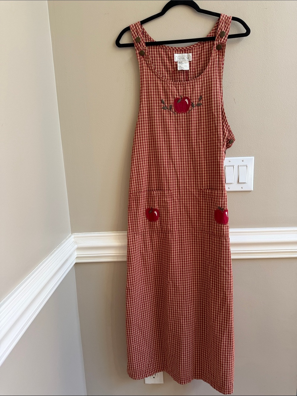 Vintage Mandal Bay Apple Gingham Jumper Dress Y2K Teacher Cottagecore Large